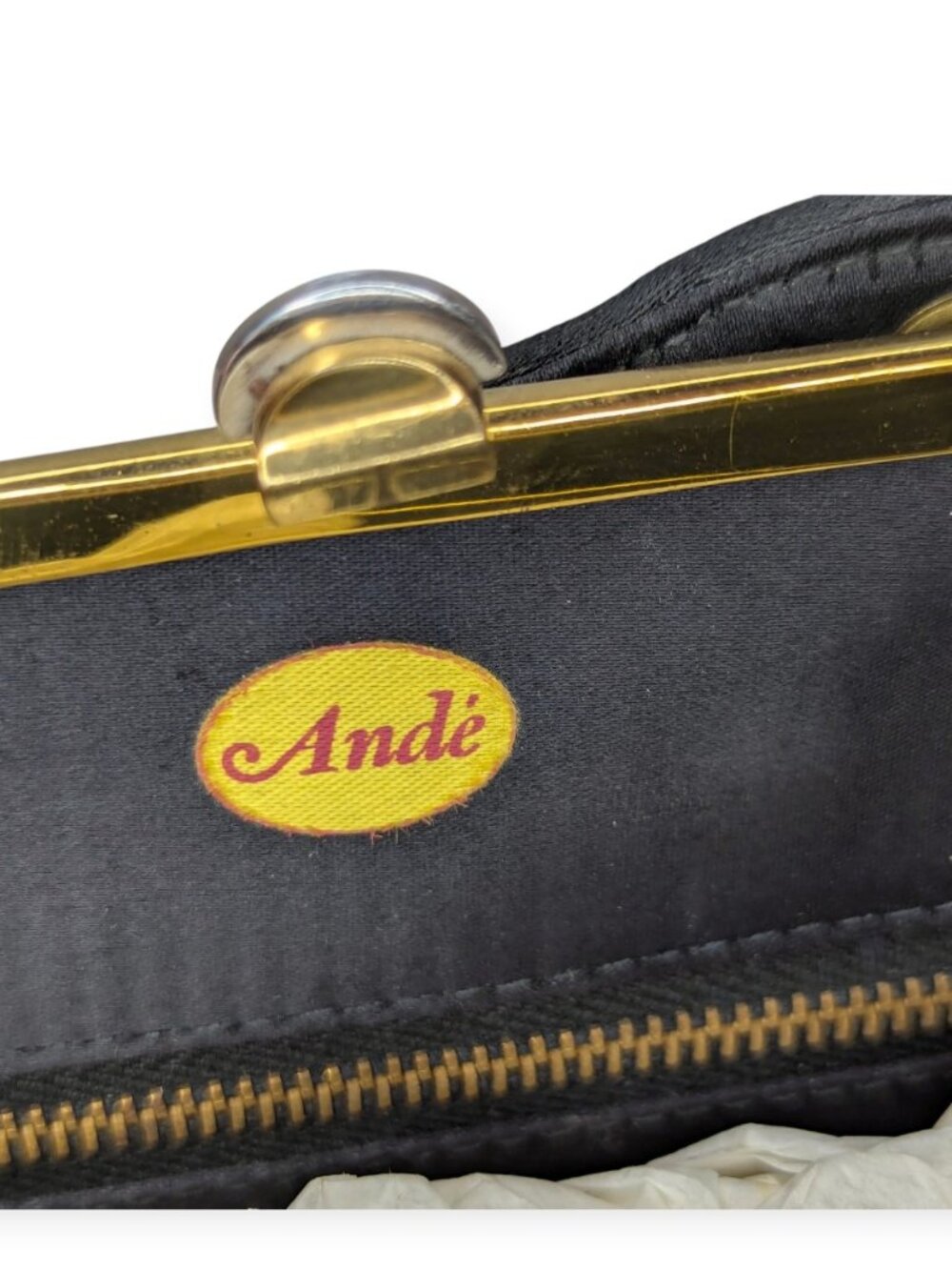 Ande Classic Black Shoulder Evening Bag with Adjustable Gold Tone Chain Strap - Picture 5 of 15